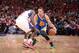 LOS ANGELES, CA - APRIL 19: Stephen Curry #30 of the Golden State Warriors drives to the basket during Game One of the Western Conference Quarterfinals of the NBA Playoffs against the Golden State Warriors at STAPLES Center on April 19, 2014 in Los Angele