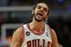 CHICAGO, IL - MARCH 24: Joakim Noah #13 of the Chicago Bulls celebrates a play against the Indiana Pacers at the United Center on March 24, 2014 in Chicago, Illinois. The Bulls defeated the Pacers 89-77. NOTE TO USER: User expressly acknowledges and agre