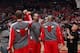 CHICAGO, IL - APRIL 20: Joakim Noah #13 of the Chicago Bulls is introduced before a game against the Washington Wizards during Game 1 of the Eastern Conference Quarterfinals on April 20, 2014 at the United Center in Chicago, Illinois. NOTE TO USER: User e
