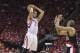 Apr 20, 2014; Houston, TX, USA; Houston Rockets forward Chandler Parsons (25) shoots the ball during the fourth quarter against the Portland Trail Blazers in game one during the first round of the 2014 NBA Playoffs at Toyota Center. Mandatory Credit: Troy