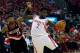 HOUSTON, TX - APRIL 20: Patrick Beverley #2 of the Houston Rockets is fouled by Mo Williams #25 of the Portland Trail Blazers in Game One of the Western Conference Quarterfinals during the 2014 NBA Playoffs at the Toyota Center on April 20, 2014 in Houst