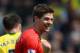 NORWICH, ENGLAND - APRIL 20: Steven Gerrard of Liverpool celebrates at the final whislte during the Barclays Premier League match between Norwich City and Liverpool at Carrow Road on April 20, 2014 in Norwich, England. (Photo by Michael Regan/Getty Imag