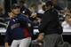 NEW YORK, NY - APRIL 13: John Farrell #53 of the Boston Red Sox is ejected by umpire Bob Davidson #61after arguing a call settled by instant replay during a game against the New York Yankees at Yankee Stadium on April 13, 2014 in the Bronx Borough of New