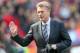 MANCHESTER, ENGLAND - MARCH 29: Manchester United Manager David Moyes waves to the crowd prior to the Barclays Premier League match between Manchester United and Aston Villa at Old Trafford on March 29, 2014 in Manchester, England. (Photo by Alex Livese