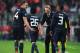 MUNICH, GERMANY - APRIL 09: David Moyes, manager of Manchester United talks to Phil Jones and Shinji Kagawa of Manchester United after the goal scored by Patrice Evra during the UEFA Champions League Quarter Final second leg match between FC Bayern Muench