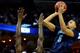 MEMPHIS, TN - MARCH 27: Kyle Anderson #5 of the UCLA Bruins takes a shot over Dorian Finney-Smith #10 of the Florida Gators during a regional semifinal of the 2014 NCAA Men's Basketball Tournament at the FedExForum on March 27, 2014 in Memphis, Tennessee