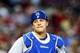 Apr 13, 2014; Phoenix, AZ, USA; Los Angeles Dodgers catcher Tim Federowicz against the Arizona Diamondbacks at Chase Field. Mandatory Credit: Mark J. Rebilas-USA TODAY Sports