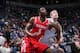 MINNEAPOLIS, MN - April 11: Terrence Jones #6 of the Houston Rockets boxes out during the game against the Minnesota Timberwolves on April 11, 2014 at Target Center in Minneapolis, Minnesota. NOTE TO USER: User expressly acknowledges and agrees that, by d