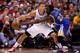 LOS ANGELES, CA - APRIL 21: Blake Griffin #32 of the Los Angeles Clippers controls the ball against Draymond Green #23 of the Golden State Warriors in Game Two of the Western Conference Quarterfinals during the 2014 NBA Playoffs at Staples Center on April