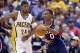 INDIANAPOLIS, IN - APRIL 22: Paul George #24 of the Indiana Pacers defends Jeff Teague #0 of the Atlanta Hawks in Game 2 of the Eastern Conference Quarterfinals during the 2014 NBA Playoffs at Bankers Life Fieldhouse on April 22, 2014 in Indianapolis, In