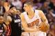 PHOENIX, AZ - FEBRUARY 11: Alex Len #21 of the Phoenix Suns looks to pass against Chris Andersen #11 of the Miami Heat during the NBA game at US Airways Center on February 11, 2014 in Phoenix, Arizona. The Heat defeated the Suns 103-97. NOTE TO USER: Us