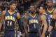 SACRAMENTO, CA - JANUARY 24: Paul George #24, Lance Stephenson #1, George Hill #3 and Roy Hibbert #55 of the Indiana Pacers face off against the Sacramento Kings on January 24, 2014 at Sleep Train Arena in Sacramento, California. NOTE TO USER: User expres
