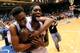 DURHAM, NC - JANUARY 13: Jabari Parker #1 and Amile Jefferson #21 of the Duke Blue Devils celebrate as they leave the floor following a last-second win over the Virginia Cavaliers at Cameron Indoor Stadium on January 13, 2014 in Durham, North Carolina. D