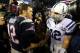 FOXBORO, MA - JANUARY 11: (L-R) Tom Brady #12 of the New England Patriots shakes hands with Andrew Luck #12 of the Indianapolis Colts after their AFC Divisional Playoff game at Gillette Stadium on January 11, 2014 in Foxboro, Massachusetts. The New Engla