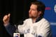 TORONTO, CANADA - JANUARY 8: R.A. Dickey #43 of the Toronto Blue Jays answers questions from the media as he is introduced at a press conference at Rogers Centre on January 8, 2013 in Toronto, Ontario, Canada. (Photo by Tom Szczerbowski/Getty Images)