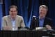Jan 29, 2013, New Orleans, LA, USA; CBS sports Super Bowl XLVII play-by-play broadcaster Jim Nantz (left) and lead analyst Phil Simms at press conference at the New Orleans Ernest N. Morial Convention Center. Mandatory Credit: Kirby Lee-USA TODAY Sports
