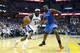 MEMPHIS, TN - APRIL 24: Zach Randolph #50 of the Memphis Grizzlies dribbles the ball while defended by Kendrick Perkins #5 of the Oklahoma City Thunder during Game 3 of the Western Conference Quarterfinals during the 2014 NBA Playoffs at FedExForum on Ap