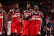 CHICAGO, IL - APRIL 22: Trevor Booker #35, Nene Hilario #42 and John Wall #2 of the Washington Wizards walk off the court in Game 2 of the Eastern Conference Quarterfinals against the Chicago Bulls on April 22, 2014 at the United Center in Chicago, Illin