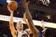 Apr 24, 2014; Oakland, CA, USA; Golden State Warriors forward David Lee (10) shoots the ball against Los Angeles Clippers center DeAndre Jordan (6) during the second quarter of game three of the first round of the 2014 NBA Playoffs at Oracle Arena. Mandat