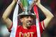 LONDON, ENGLAND - MAY 25: Franck Ribery of Bayern Muenchen celebrates with the trophy after victory in the UEFA Champions League final match between Borussia Dortmund and FC Bayern Muenchen at Wembley Stadium on May 25, 2013 in London, United Kingdom. (