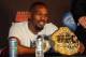 Apr 27, 2013; Newark, NJ, USA; Jon Jones
during a press conference after UFC 159 at the Prudential Center. Mandatory Credit: Brad Penner-USA TODAY Sports