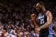 MIAMI, FL - APRIL 23: Al Jefferson #25 of the Charlotte Bobcats reacts to a play during Game Two of the Eastern Conference Quarterfinals of the 2014 NBA Playoffs against the Miami Heat at AmericanAirlines Arena on April 23, 2014 in Miami, Florida. NOTE T