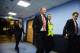 MANCHESTER, ENGLAND - SEPTEMBER 22: (L-R) Tom Cleverley, David Moyes manager of Manchester United and coach Phil Neville arrive at the stadium before the Barclays Premier League match between Manchester City and Manchester United at the Etihad Stadium on