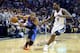 MEMPHIS, TN - APRIL 24: Russell Westbrook #0 of the Oklahoma City Thunder dribbles the balwhile defended by Tony Allen #9 of the Memphis Grizzlies in Game 3 of the Western Conference Quarterfinals during the 2014 NBA Playoffs at FedExForum on April 24, 2