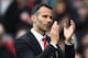 MANCHESTER, ENGLAND - APRIL 26: Ryan Giggs of Manchester United applauds the fans after a rousing victory in his first match as manager during the Barclays Premier League match between Manchester United and Norwich City at Old Trafford on April 26, 2014