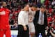 Apr 28, 2012; Chicago, IL, USA; Chicago Bulls injured point guard Derrick Rose (1) is helped off the court by medical staff during the fourth quarter in the Eastern Conference quarterfinals of the 2012 NBA Playoffs against the Philadelphia 76ers at the Un