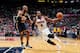 ATLANTA, GA - APRIL 24: Paul Millsap #4 of the Atlanta Hawks handles the ball against David West #21 of the Indiana Pacers during Game Three of the Eastern Conference Quarterfinals on April 24, 2014 at Philips Arena in Atlanta, Georgia. NOTE TO USER: Us