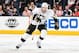 COLUMBUS, OH - APRIL 23: James Neal #18 of the Pittsburgh Penguins skates with the puck against the Columbus Blue Jackets in Game Four of the First Round of the 2014 Stanley Cup Playoffs on April 23, 2014 at Nationwide Arena in Columbus, Ohio. Columbus d