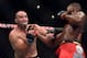 Apr 26, 2014; Baltimore, MD, USA; Jon Jones hits Glover Teixeira with an upper cut during the UFC light heavy weight championship fight at Baltimore Arena. Jones retained the light heavy height championship by defeating Teixeria. Mandatory Credit: To