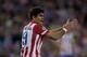 MADRID, SPAIN - APRIL 22: Diego Costa of Atletico de Madrid protests to the referee during the UEFA Champions League Semi Final first leg match between Club Atletico de Madrid and Chelsea FC at Vicente Calderon Stadium on April 22, 2014 in Madrid, Spain.