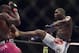 Apr 26, 2014; Baltimore, MD, USA; Anthony Johnson (blue gloves) fights Phil Davis (red gloves) during UFC 172 at Baltimore Arena. Mandatory Credit: Tommy Gilligan-USA TODAY Sports