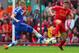 LIVERPOOL, ENGLAND - APRIL 27: Andre Schurrle of Chelsea and Steven Gerrard of Liverpool battle for the ball during the Barclays Premier League match between Liverpool and Chelsea at Anfield on April 27, 2014 in Liverpool, England. (Photo by Clive Bruns