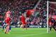 SOUTHAMPTON, ENGLAND - APRIL 26: Rickie Lambert of Southampton and Tim Howard of Everton look on as Seamus Coleman of Everton (obscured) scores an own goal during the Barclays Premier League match between Southampton and Everton at St Mary's Stadium on A