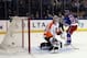 NEW YORK, NY - APRIL 27: Dominic Moore #28 of the New York Rangers scores on Steve Mason #35 of the Philadelphia Flyers during the second period in Game Five of the First Round of the 2014 NHL Stanley Cup Playoffs at Madison Square Garden on April 27, 20