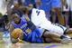 MEMPHIS, TN - APRIL 26: Reggie Jackson #15 of the Oklahoma City Thunder grabs a loose ball during the game against the Memphis Grizzlies in Game 4 of the Western Conference Quarterfinals during the 2014 NBA Playoffs at FedExForum on April 26, 2014 in Mem