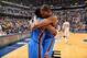 Durant embraces Jackson for his late heroics in Game 4 series against Grizzlies.