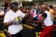 LAS VEGAS, NV - APRIL 22: Boxer Floyd Mayweather Jr. (R) works out with his trainer and uncle Roger Mayweather at the Mayweather Boxing Club on April 22, 2014 in Las Vegas, Nevada. Mayweather will face Marcos Maidana in a 12-round world championship unif