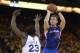 Apr 27, 2014; Oakland, CA, USA; Los Angeles Clippers forward Blake Griffin (32) shoots against Golden State Warriors forward Draymond Green (23) during the first quarter in game four of the first round of the 2014 NBA Playoffs at Oracle Arena. Mandatory C