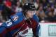 DENVER, CO - APRIL 26: Nathan MacKinnon #29 of the Colorado Avalanche looks on during a break in the action as he went on to score the game winning goal against the Minnesota Wild Game Five of the First Round of the 2014 NHL Stanley Cup Playoffs at Pepsi