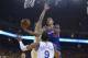 Apr 27, 2014; Oakland, CA, USA; Los Angeles Clippers forward Matt Barnes (22) shoots against Golden State Warriors forward Andre Iguodala (9) during the first quarter in game four of the first round of the 2014 NBA Playoffs at Oracle Arena. Mandatory Cred