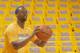 OAKLAND, CA - APRIL 27: Harrison Barnes #40 of the Golden State Warriors warms up before a game against the Los Angeles Clippers in Game Four of the Western Conference Quarterfinals during the 2014 NBA Playoffs at Oracle Arena on April 27, 2014 in Oakland