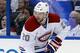 TAMPA, FL - APRIL 1: Thomas Vanek #20 of the Montreal Canadiens brings the puck up against the Tampa Bay Lightning at the Tampa Bay Times Forum on April 1, 2014 in Tampa, Florida. (Photo by Mike Carlson/Getty Images)