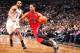 BROOKLYN, NY - APRIL 27: DeMar DeRozan #10 of the Toronto Raptors drives to the basket against the Brooklyn Nets during Game Four of the Eastern Conference Quarterfinals at Barclays Center in Brooklyn. NOTE TO USER: User expressly acknowledges and agrees