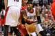 Apr 27, 2014; Portland, OR, USA; Portland Trail Blazers guard Mo Williams (25) drives past Houston Rockets guard Jeremy Lin (7) around a screen by center Joel Freeland (19) during the second quarter in game four of the first round of the 2014 NBA Playoffs