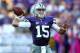 Sep 7, 2013; Manhattan, KS, USA; Kansas State Wildcats quarterback Jake Waters (15) drops back to pass during a 48-27 win against the Louisiana-Lafayette Ragin Cajuns at Bill Snyder Family Stadium. Mandatory Credit: Scott Sewell-USA TODAY Sports