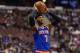 Mar 21, 2014; Philadelphia, PA, USA; New York Knicks forward Carmelo Anthony (7) looks to pass during the second quarter against the Philadelphia 76ers at the Wells Fargo Center. The Knicks defeated the Sixers 93-92. Mandatory Credit: Howard Smith-USA TOD